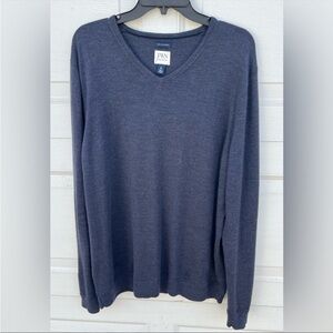 JWN John W. Nordstrom Sweater blue Pullover V-Neck Blue 100% Italian Wool XL/T
